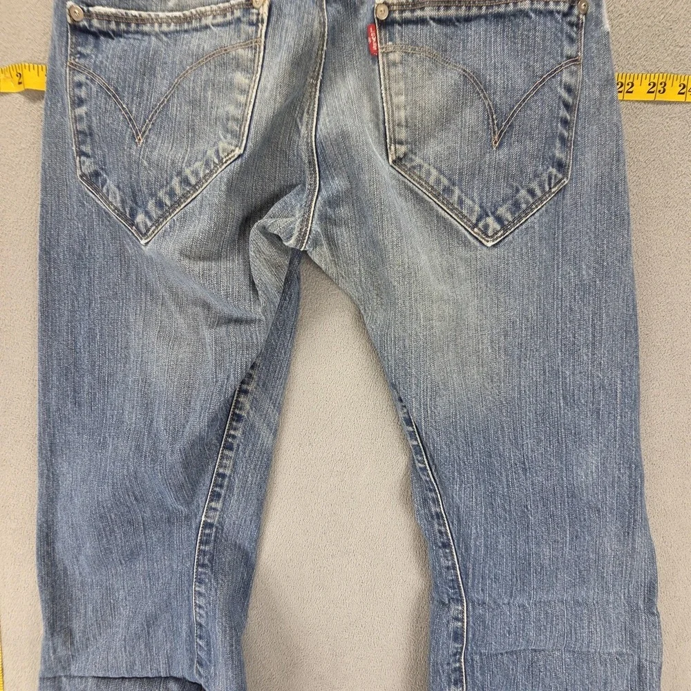 Vintage Levis Engineered Jeans Mens Blue Twisted Altered Raw Hem Fits 29x20